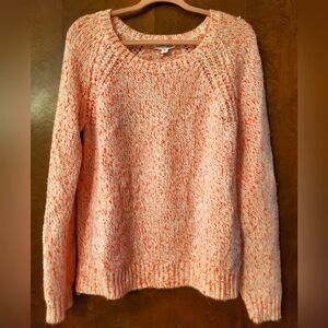 St. Johns Bay cozy Knit sparkly Sweater w/ bright coral accents, size XL